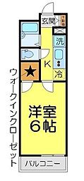 東武越生線 坂戸駅 徒歩10分の賃貸マンション 3階1Kの間取り