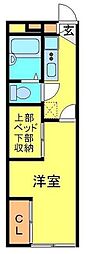 東武東上線 川越駅 徒歩23分の賃貸アパート 1階1Kの間取り