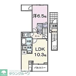 東武東上線 坂戸駅 徒歩22分の賃貸アパート 2階1LDKの間取り
