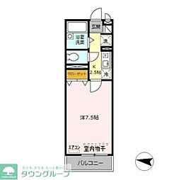 東武東上線 ふじみ野駅 徒歩2分の賃貸アパート 1階1Kの間取り