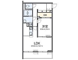 東武東上線 上福岡駅 徒歩18分の賃貸マンション 2階1LDKの間取り