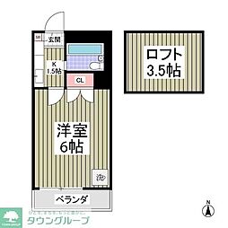東武東上線 高坂駅 徒歩5分の賃貸アパート 2階1Kの間取り
