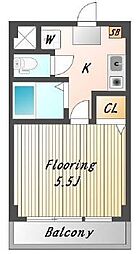 東武東上線 上福岡駅 徒歩4分の賃貸マンション 1階1Kの間取り