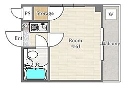 東武東上線 北坂戸駅 徒歩2分の賃貸マンション 3階1Kの間取り
