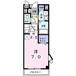 西武新宿線 新狭山駅 徒歩5分の賃貸アパート 2階ワンルームの間取り
