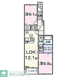 東武東上線 若葉駅 バス15分 南戸守下車 徒歩1分の賃貸アパート 1階2LDKの間取り