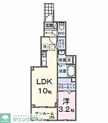 東武東上線 坂戸駅 徒歩7分の賃貸アパート 1階1LDKの間取り