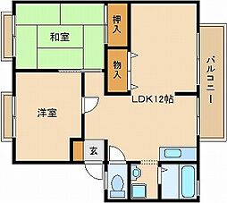 サンビレッジキタイA 2LDKの間取図画像