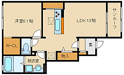 サニーカーサ 1LDKの間取図画像