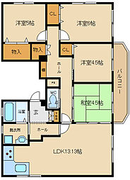 OKAあけぼのハイツ 4LDKの間取図画像