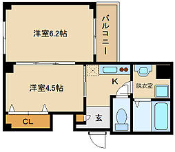 フォンテーヌ藤井寺 1DKの間取図画像