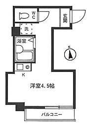 パインビル 3階ワンルームの間取り