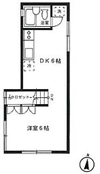 ハウスコスゲII 2階1DKの間取り