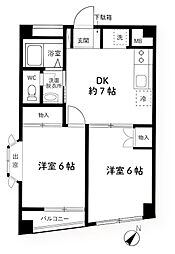 パークサイドヴィラ 1階2DKの間取り