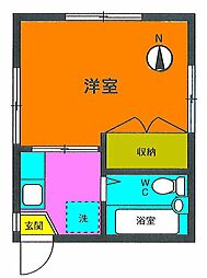 コーポミヤ 2階1Kの間取り