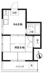 プラザ生水 1Kの間取図画像