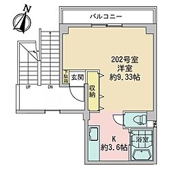 ローズマンションSN 3階1Kの間取り