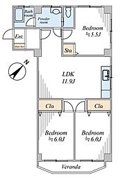第3谷島ビル 3LDKの間取図画像