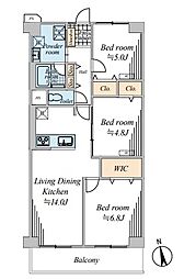 鳩ケ谷スカイハイツ 3LDKの間取図画像