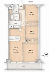 戸田第一スカイハイツ 3LDKの間取図画像
