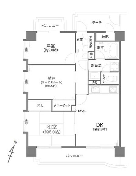 3DK 間取り