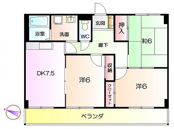 プリマヴェーラ ｜大阪府堺市西区鳳東町6丁(賃貸マンション3DK・3階・56.00㎡)の写真 その2