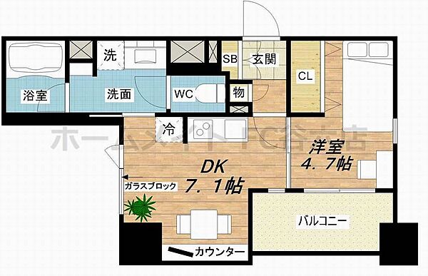 キャトル・ヴァレ ｜大阪府大阪市中央区常盤町1丁目(賃貸マンション1DK・7階・32.18㎡)の写真 その2