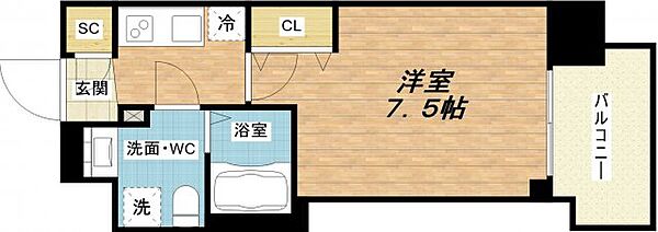 セレニテ谷九プリエ ｜大阪府大阪市天王寺区生玉前町(賃貸マンション1K・2階・22.85㎡)の写真 その2