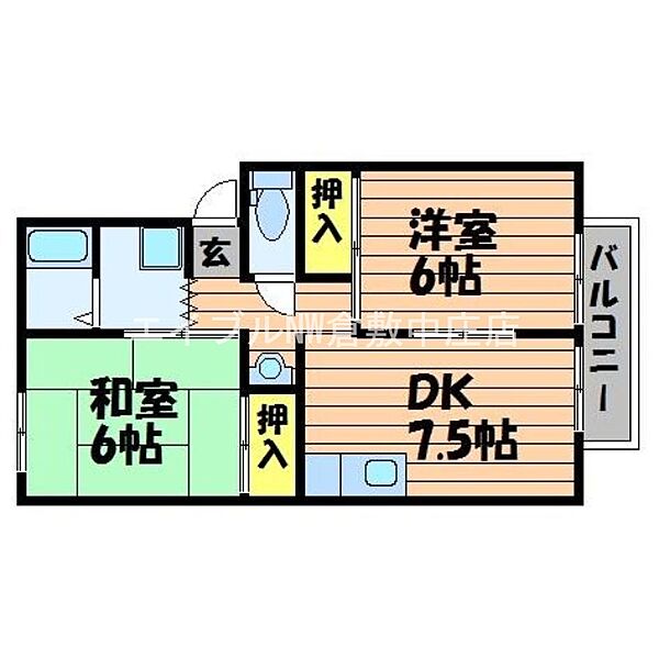 アイム ｜岡山県倉敷市西阿知町新田(賃貸アパート2DK・1階・46.05㎡)の写真 その2