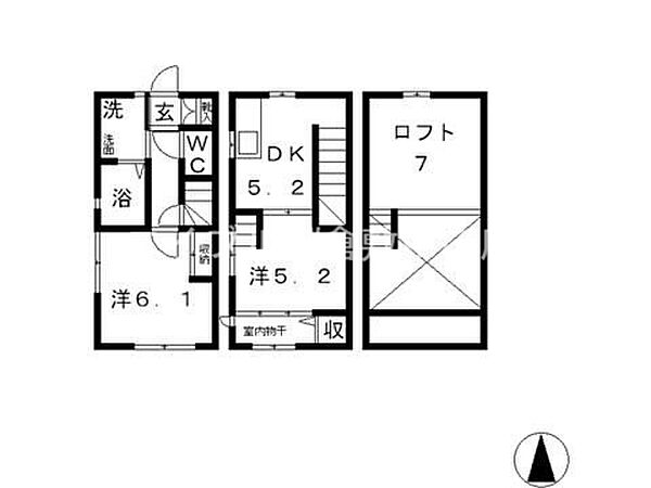 オセロ ｜岡山県倉敷市中畝5丁目(賃貸テラスハウス2SDK・2階・62.07㎡)の写真 その2