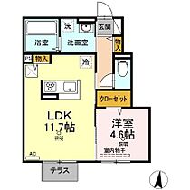 カルティエIV 101 ｜ 岡山県倉敷市酒津2327-1（賃貸アパート1LDK・1階・41.82㎡） その2