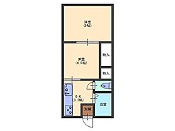 タウンハイツ清明 2Kの間取図画像