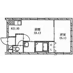 ベレール中の島 1階1DKの間取り
