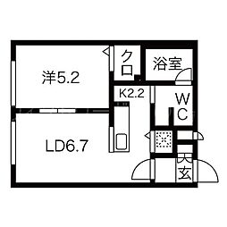 ブランノワールDECO 4階1LDKの間取り