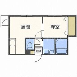 グランディール学園前 4階1LDKの間取り