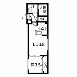 グランヴェール月寒中央 3階1LDKの間取り