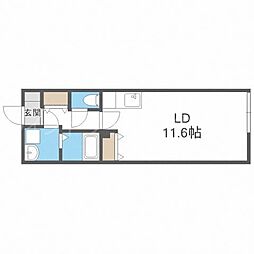 アステール学園前 3階1Kの間取り