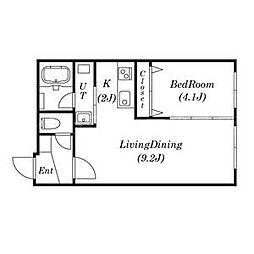 エルシア北2条 3階1LDKの間取り