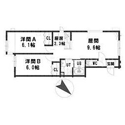 ルミエール本通4北 2LDKの間取図画像