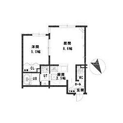 ルミエールパストラーレ楡 1LDKの間取図画像