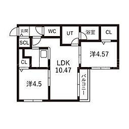 ヴィラマウント平岸駅 2LDKの間取図画像