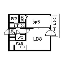 Esperanzaヒラギシ 1LDKの間取図画像