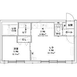 フェリーチェ 1LDKの間取図画像
