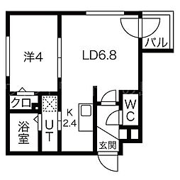 ヴァンベール 1LDKの間取図画像