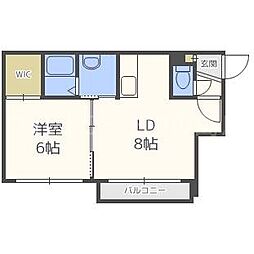 アボンド月寒東B 1LDKの間取図画像