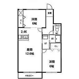 セントポーリアクラリス 2LDKの間取図画像