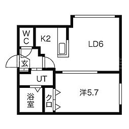 ビクトワール澄川 1LDKの間取図画像