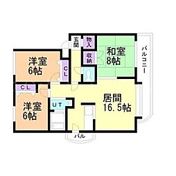 ウィル東札幌 3LDKの間取図画像