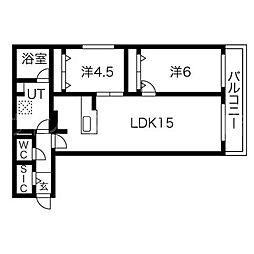 ブランシャールナカジマパークフロント 2LDKの間取図画像