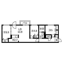Eternity東札幌 3LDKの間取図画像